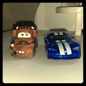 Two kids car toys. From hot wheels and cars.